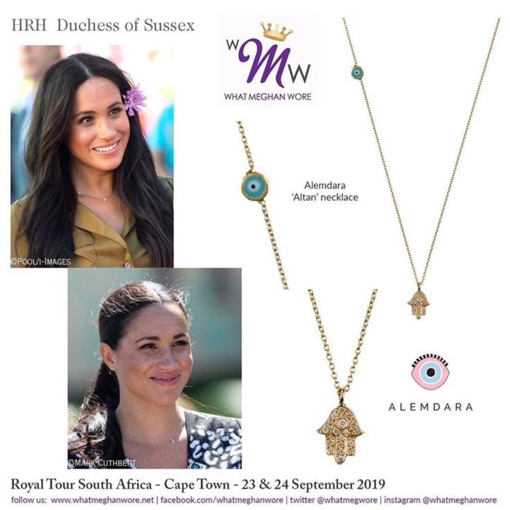 Gold Hamsa & Blue Eye Pendant Necklace - Women